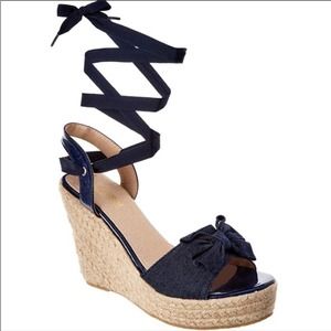 Catherine Malandrino “Ziany” denim Espadrilles 4 in. Wedge Sandals Women 9